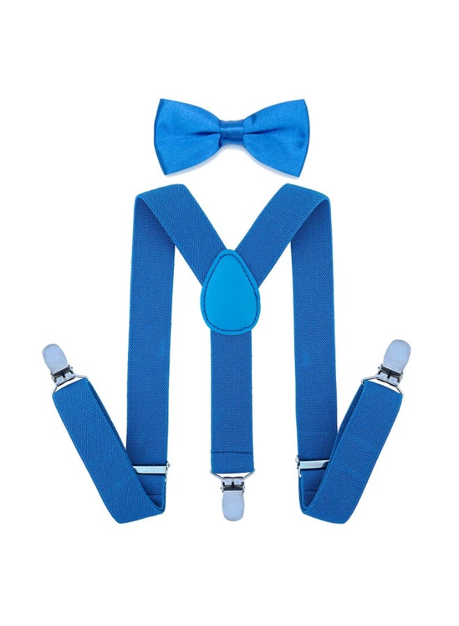 Child Kids Clip-on Suspenders Elastic Y-Shape Adjustable with Clips and Bow Tie Set for Boys and Girls - Image 1
